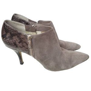 Michael Kors Womens 10M Gray Suede Croc Leather Pointed Toe Pump High Heels